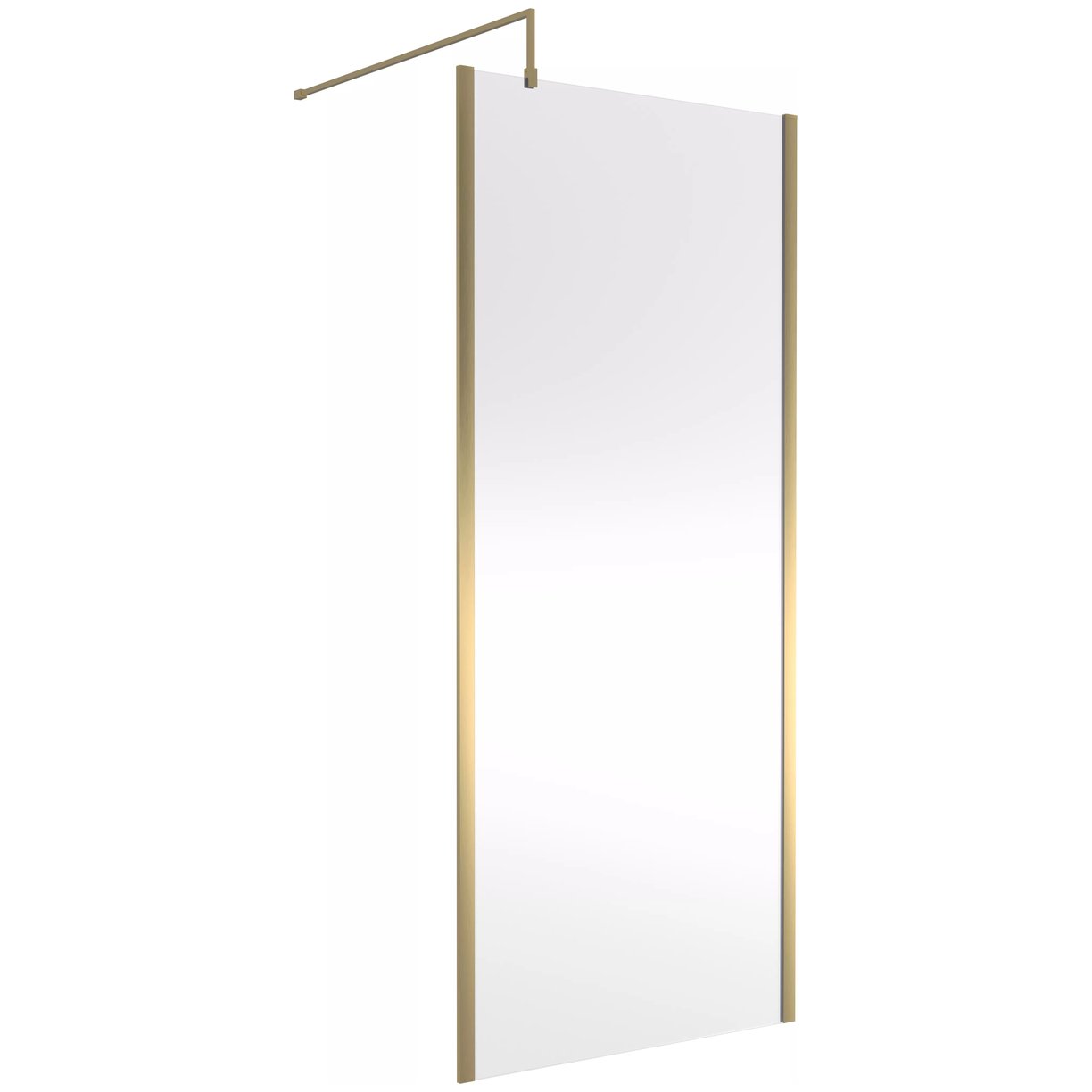 900Mm Outer Framed Wetroom Screen With Support Bar  - Brushed Brass