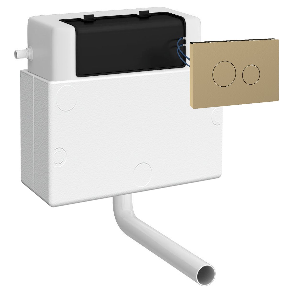 Dual Pneumatic Cistern & Push Button - Brushed Brass