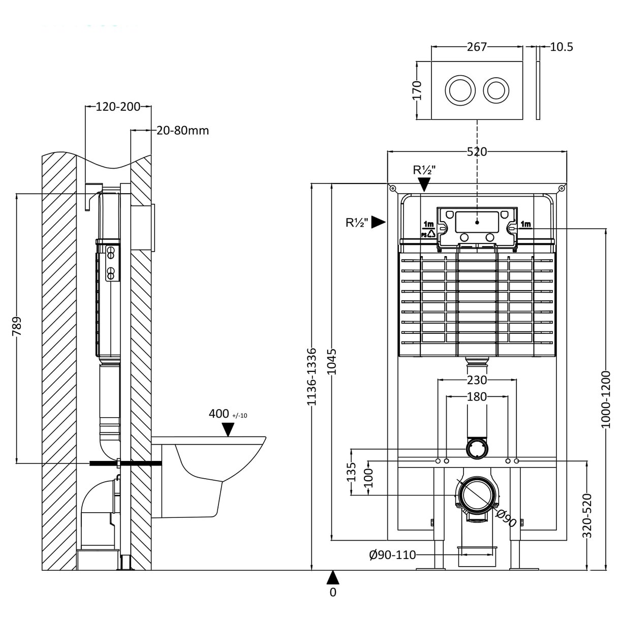Dual Flush Conc Cist Frame Round Plate - Matt White