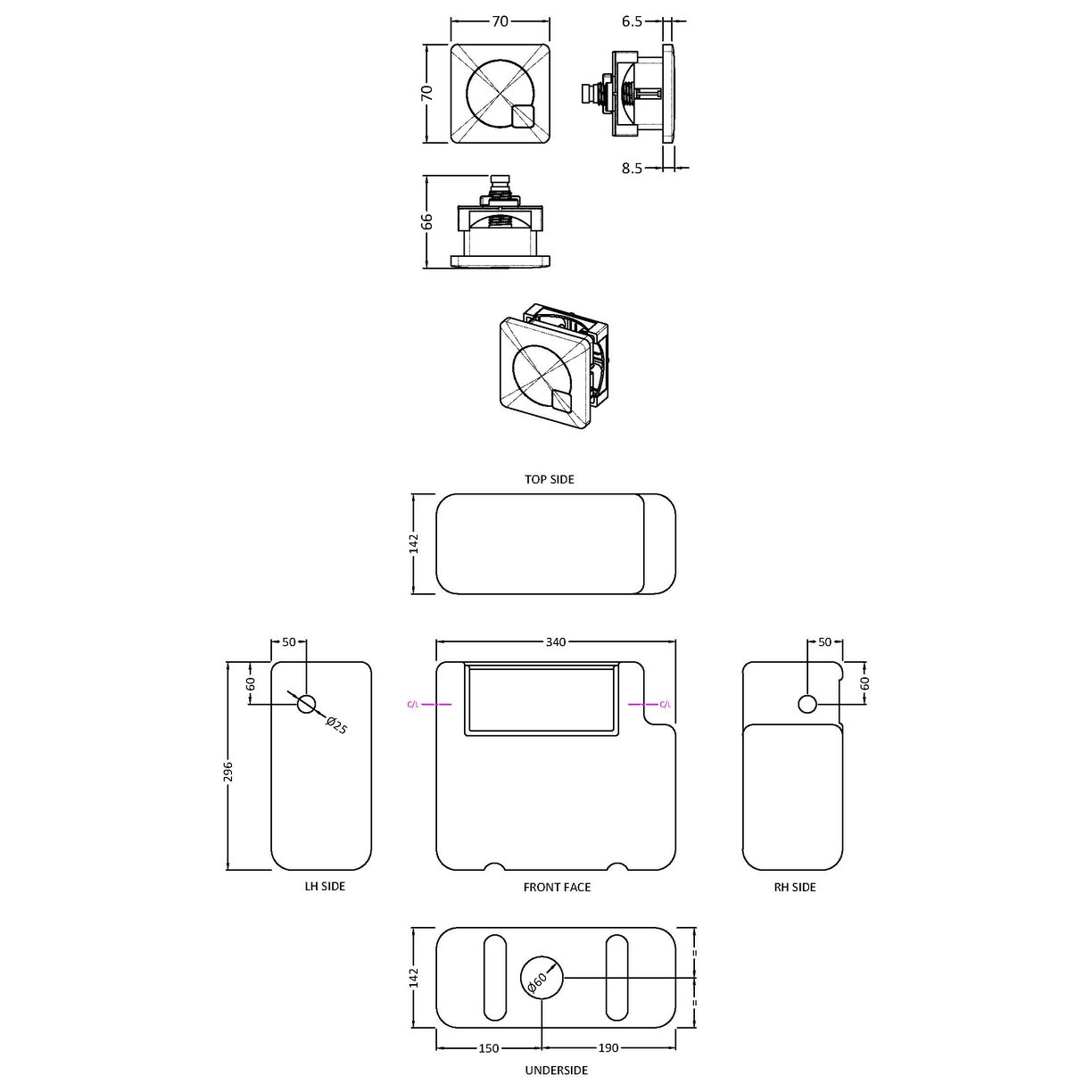 Dual Flush Cistern With Square Push Button - Brushed Brass